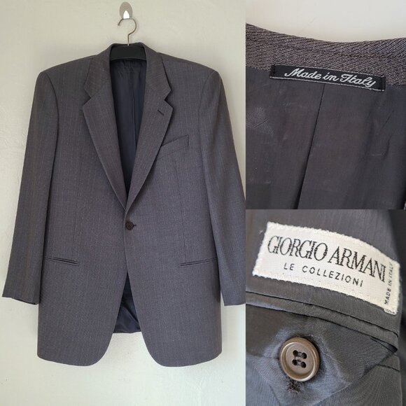 Giorgio Armani Virgin Wool Blazer Made in Italy Size 41 Reg One Button Striped - Picture 1 of 14